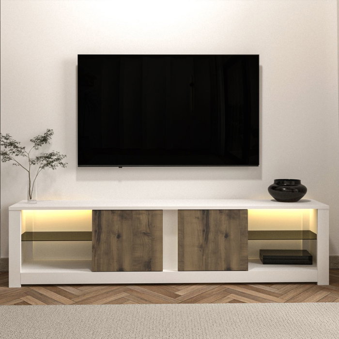 Hanah Home Soporte de TV Blanco y Roble Hanah Home Soporte de TV Blanco y Roble
